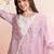 Floral Embroidered Round Neck Thread Work Straight Kurta with Trousers & Dupatta