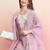 Floral Embroidered Round Neck Thread Work Straight Kurta with Trousers & Dupatta