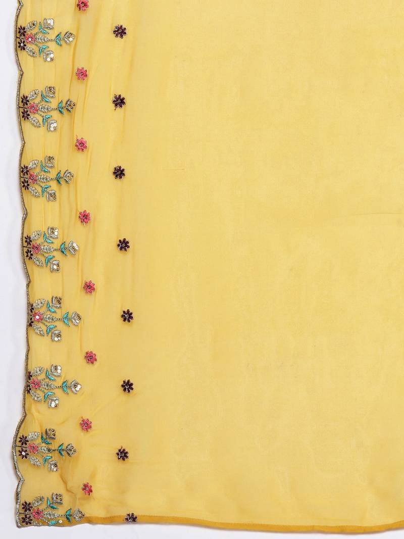 Women Floral Embroidered Regular Thread Work Kurta with Trousers & Dupatta
