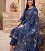 Women Ethnic Motifs Printed Empire Thread Work Pure Cotton Kurta with Trousers & With Dupatta