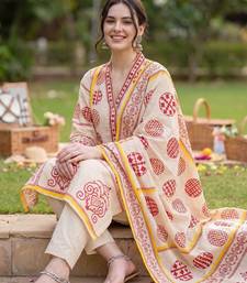 Women Ethnic Motifs Printed Regular Pure Cotton Kurta with Trousers & With Dupatta