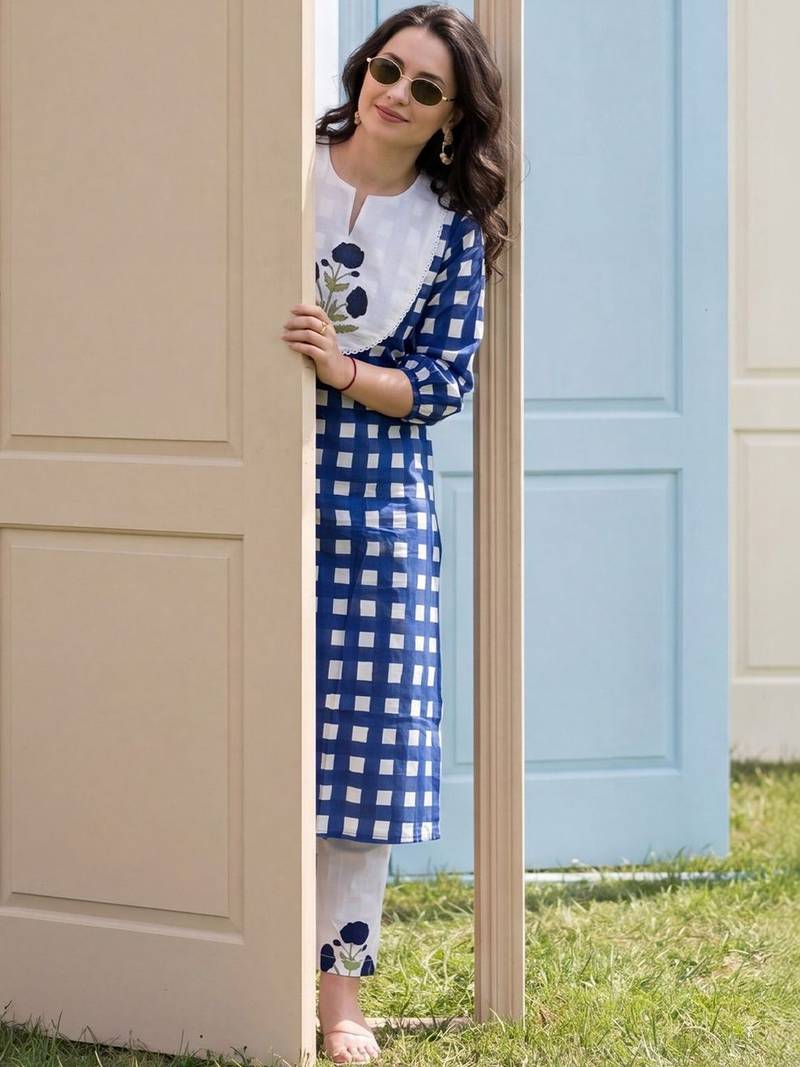 Women Printed Regular Pure Cotton Kurta with Trousers