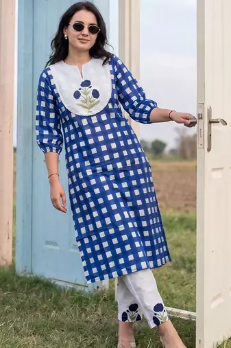 Women Printed Regular Pure Cotton Kurta with Trousers