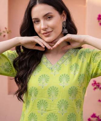 Women Ethnic Motifs Printed Regular Pure Cotton Kurta with Trousers & With Dupatta 2