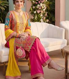 Women Ethnic Motifs Printed Regular Mirror Work Kurta with Palazzos & With Dupatta