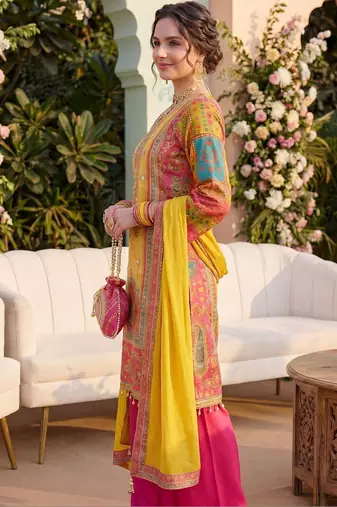 Women Ethnic Motifs Printed Regular Mirror Work Kurta with Palazzos & With Dupatta