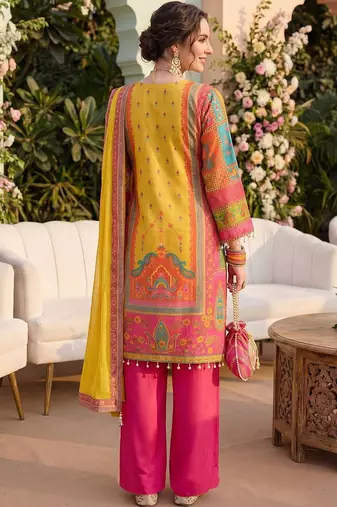 Women Ethnic Motifs Printed Regular Mirror Work Kurta with Palazzos & With Dupatta
