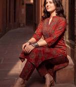 Women Ethnic Motifs Printed Regular Pure Cotton Kurta with Trousers
