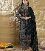 Women Floral Printed Regular Pure Cotton Kurta with Trousers & Dupatta