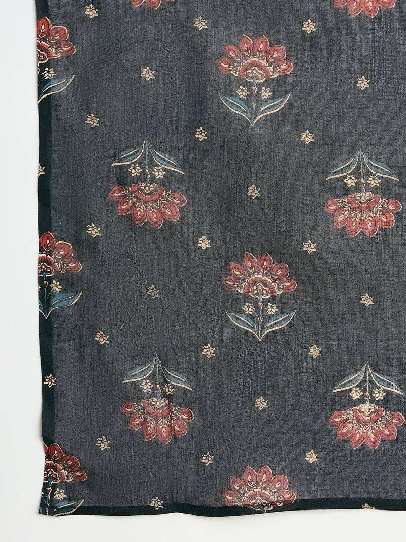 Women Floral Printed Regular Pure Cotton Kurta with Trousers & Dupatta