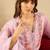 Lavender Floral Embroidered V-Neck Straight Kurta with Trousers & Dupatta
