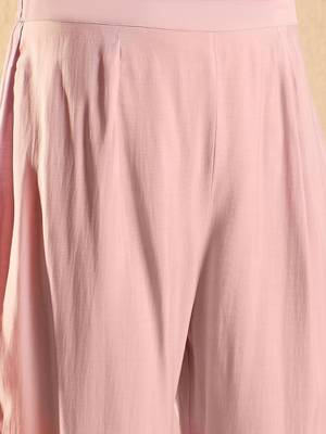 Lavender Floral Embroidered V-Neck Straight Kurta with Trousers & Dupatta 3