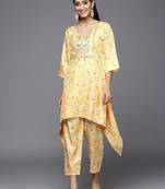 Ethnic Motifs Printed Thread Work Kaftan Kurta with Trouser