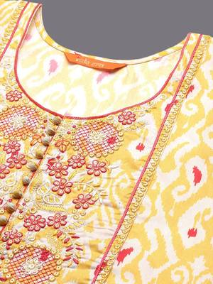 Ethnic Motifs Printed Thread Work Kaftan Kurta with Trouser 2
