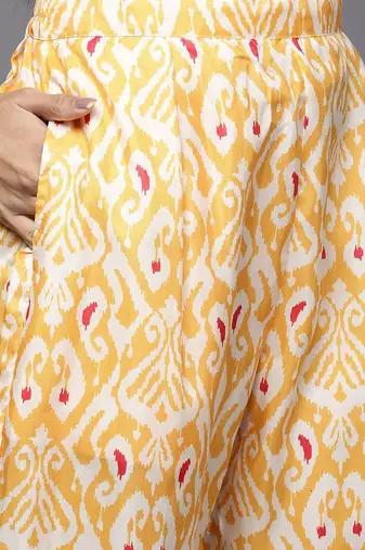 Ethnic Motifs Printed Thread Work Kaftan Kurta with Trouser