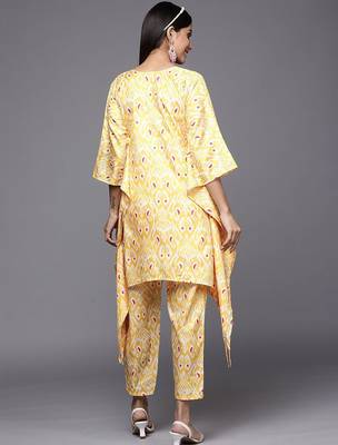 Ethnic Motifs Printed Thread Work Kaftan Kurta with Trouser 4