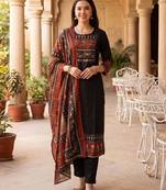 Women Ethnic Motifs Printed Regular Pure Cotton Kurta with Trousers & With Dupatta