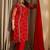 Plus Size Red Embroidered Straight Kurta Trousers With Dupatta Set