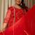 Plus Size Red Embroidered Straight Kurta Trousers With Dupatta Set