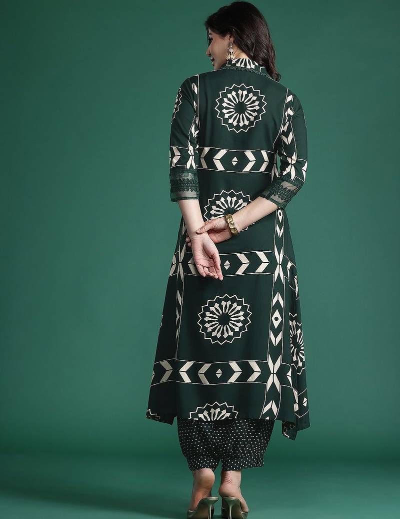 Floral Printed Sequinned Kurta with Trousers