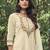 Off-White Yoke DesignThread Work Pure Cotton Kurta With Trousers & Dupatta