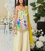 Women Floral Printed Regular Gotta Patti Kurta With Sharara & Dupatta