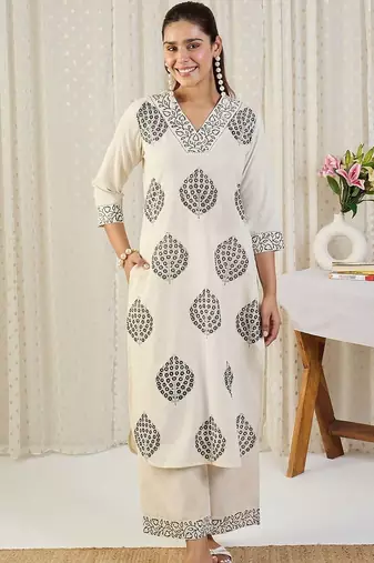 Printed Pure Cotton Tunic With Trousers Co-Ords