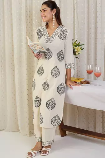 Printed Pure Cotton Tunic With Trousers Co-Ords