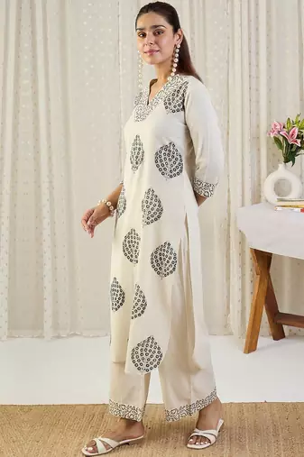 Printed Pure Cotton Tunic With Trousers Co-Ords