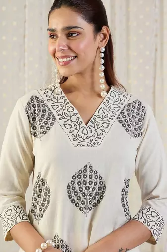 Printed Pure Cotton Tunic With Trousers Co-Ords