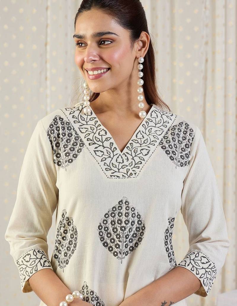 Printed Pure Cotton Tunic With Trousers Co-Ords