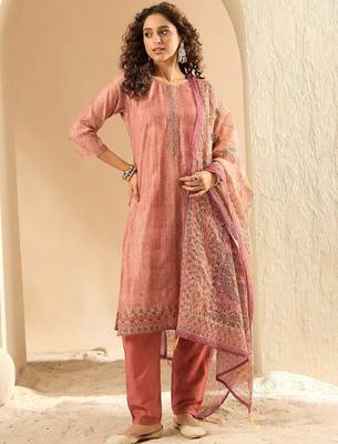 Women Embroidered Kurta with Trousers & Dupatta 1
