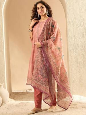 Women Embroidered Kurta with Trousers & Dupatta 5