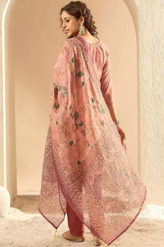 Women Embroidered Kurta with Trousers & Dupatta