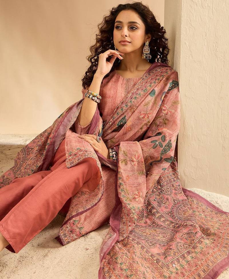 Women Embroidered Kurta with Trousers & Dupatta