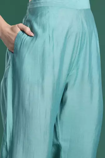 Floral Embroidered Thread Work Kurta with Trousers & With Dupatta