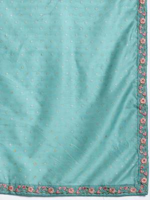 Floral Embroidered Thread Work Kurta with Trousers & With Dupatta 4