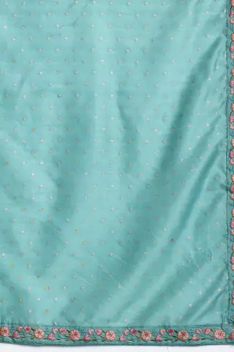 Floral Embroidered Thread Work Kurta with Trousers & With Dupatta