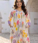 Printed  Cotton A-Line Kurta with Trousers Kurta Set
