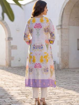 Printed  Cotton A-Line Kurta with Trousers Kurta Set 4