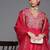 Women Pink & Gold Yoke Embroidered Sequinned A-Line Kurta Palazzos Dupatta
