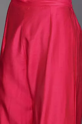 Women Pink & Gold Yoke Embroidered Sequinned A-Line Kurta Palazzos Dupatta