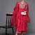 Women Pink & Gold Yoke Embroidered Sequinned A-Line Kurta Palazzos Dupatta