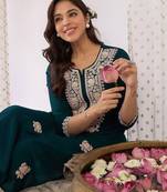 Women Embroidered Regular Kurta with Trousers