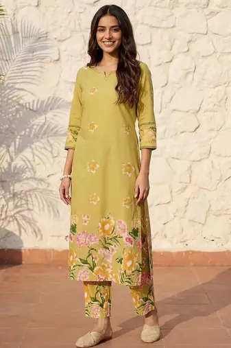 Printed Pure Cotton Kurta With Trousers