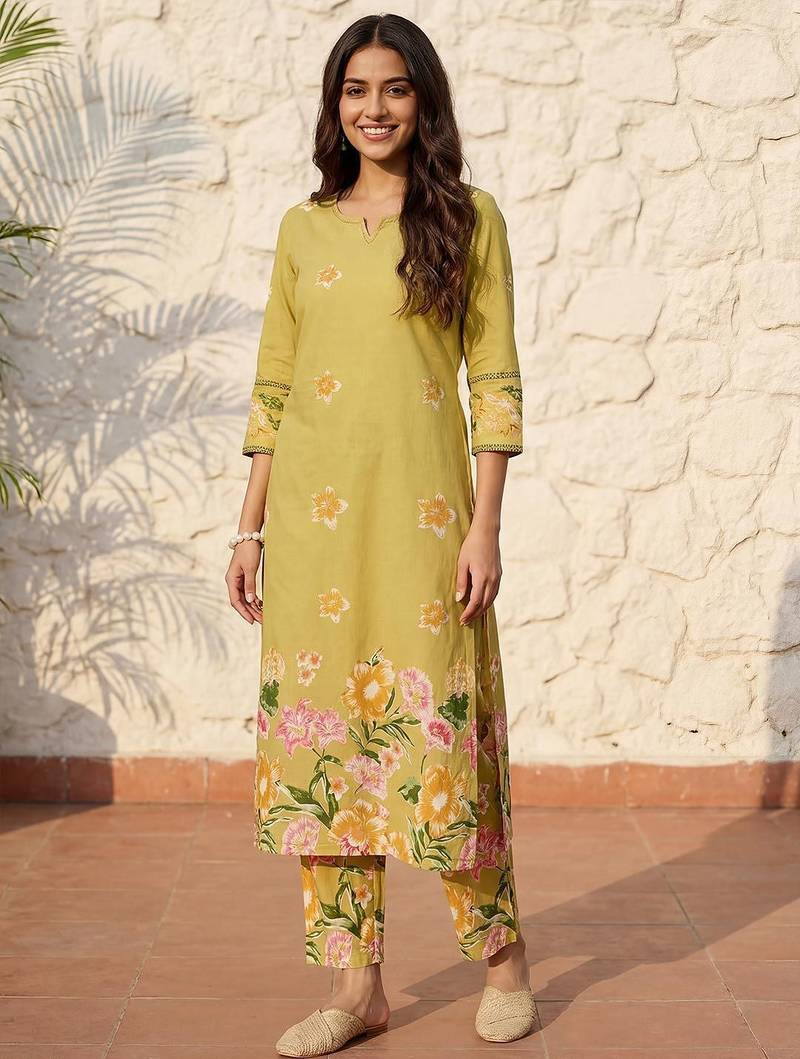 Printed Pure Cotton Kurta With Trousers