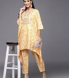 Women Yellow Ethnic Motifs Printed Sequinned Kurta with Trousers
