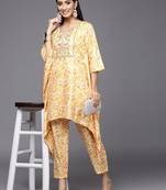 Women Yellow Ethnic Motifs Printed Sequinned Kurta with Trousers