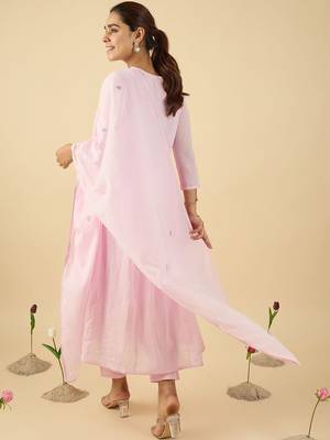 Women Embroidered Thread Work Pure Cotton Kurta with Trousers & With Dupatta 6