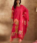 Women Floral Printed Regular  Cotton Kurta with Trousers & Dupatta